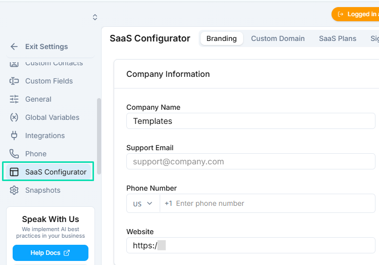 SaaS Configurator